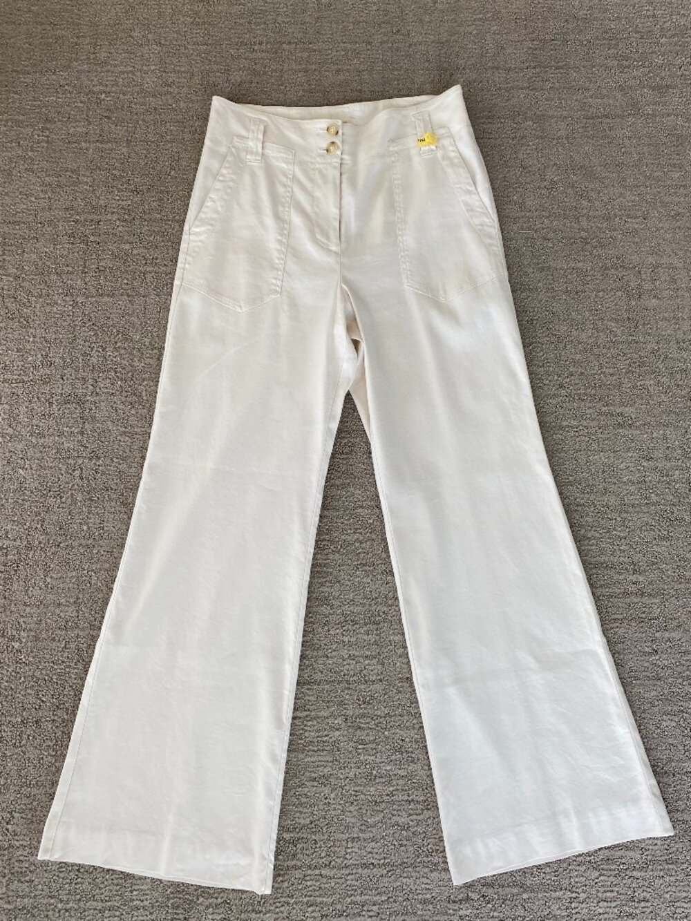 Anthropologie Maeve The Naomi Linen Wide-Leg Flare Pants Sz 8 Ivory Cream